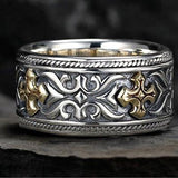 Scott Kay TWO-TONE GOTHIC CROSS Sterling Silver and 18K Gold Mens Ring