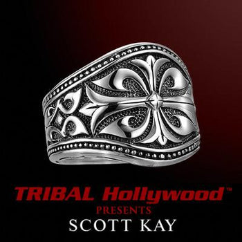 UNKAGED WARRIOR Sparta Engraved Scott Kay Mens Sterling Silver Ring