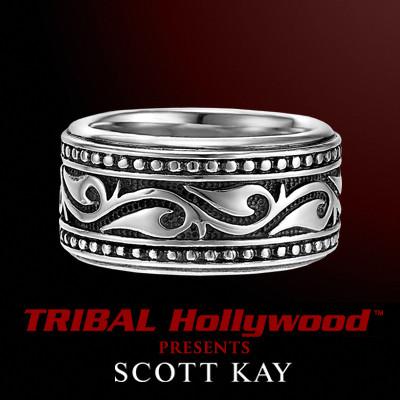UnKaged BARBED VINE Sparta Mens Sterling Silver Mens Ring by Scott Kay