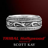 RAISED KNOTTED VINES Thin Width Engraved Silver Mens Ring by Scott Kay