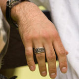 SAPPHIRE RIVETED Sterling Silver Mens Ring by Scott Kay | Tribal Hollywood Lifestyle