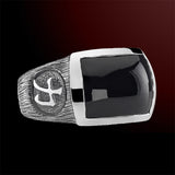 ONYX SAMURAI RING Brushed Sterling Silver Mens Ring by Scott Kay