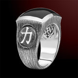 ONYX SAMURAI RING Brushed Sterling Silver Mens Ring by Scott Kay - Side View