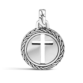John Hardy Mens Cross Medallion Reversible Sterling Silver Pendant