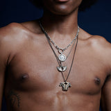 Model 2 Wearing John Hardy Mens Taka Amulet Silver Necklace Pendant and others