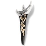 John Hardy Mens Kerris Dagger Amulet Gold and Rhodium Silver Pendant - Front View