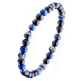 WINTER BLUE Bead Bracelet for Men in Sodalite Agate and Steel - Alt View