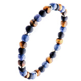 BLUE TIGER Bead Bracelet for Men in Blue Agate Tiger Eye and Steel - Alt View