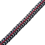 PATRIOT Red Leather and Steel Mens Bracelet with Blue Steel Accents