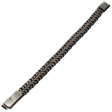 MOUNTAINEER Antique Gunmetal Steel and Brown Leather Mens Bracelet