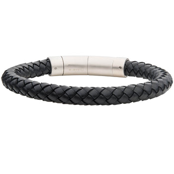 PINOT NOIR Black Braided Leather Bracelet for Men