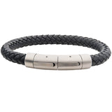 PINOT NOIR Black Braided Leather Bracelet for Men - Back View