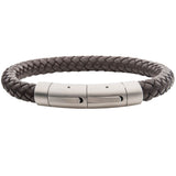 EARTH LUX Brown Braided Leather Bracelet for Men - Back View