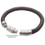 EARTH LUX Brown Braided Leather Bracelet for Men - Clasp View