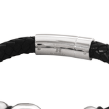 BACCI BALL Black Braided Leather Bracelet with Stainless Steel Beads