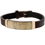 CHALCOPYRITE BRACELET Flat Brown Leather with Belt Buckle Clasp