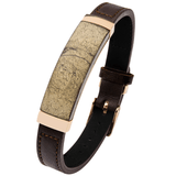 CHALCOPYRITE BRACELET Flat Brown Leather with Belt Buckle Clasp