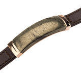 CHALCOPYRITE BRACELET Flat Brown Leather with Belt Buckle Clasp