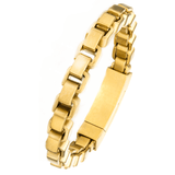 GOLD BOX Thick Width Rounded Box Link Bracelet for Men in Gold Steel