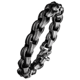 BARE BONES ANTIQUE GUNMETAL Round Box Link Mens Bracelet with Skull