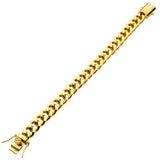 GOLD COASTLINE 12mm Miami Cuban Link Mens Bracelet in Gold Steel - Full View