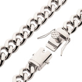 COASTLINE 12mm Miami Cuban Link Mens Bracelet in Stainless Steel - Clasp View
