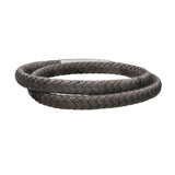 THE CHIMNEYSWEEP Grey Leather Double Wrap Bracelet for Men