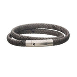 THE CHIMNEYSWEEP Grey Leather Double Wrap Bracelet for Men