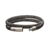 THE CHIMNEYSWEEP Grey Leather Double Wrap Bracelet for Men