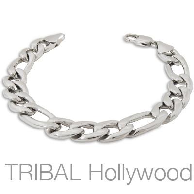 CLUBMAN Mens Figaro Bracelet Medium Link in Stainless Steel