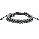 GRAVEL GRAY HEMATITE Adjustable Black Paracord Bracelet for Men
