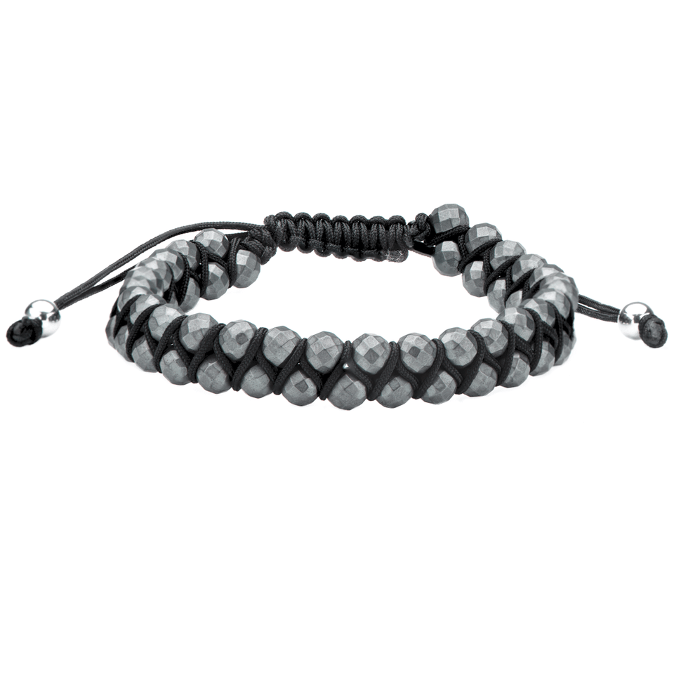 GRAVEL GRAY HEMATITE Adjustable Black Paracord Bracelet for Men