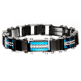 DOUBLE TAKE Blue and Black Steel Two-Sided Bracelet for Men