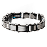 DOUBLE TAKE Blue and Black Steel Two-Sided Bracelet for Men