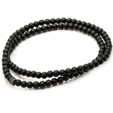 BLACK BOLA BRACELET Thin Width Double Wrap Onyx Beaded Mens Bracelet