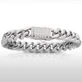 DIAMOND DUST 10mm Miami Cuban Link Mens Bracelet in Stainless Steel