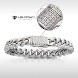 DIAMOND DUST 10mm Miami Cuban Link Mens Bracelet in Stainless Steel - Lab-Grown Diamonds