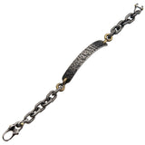 NEOLITH Antique Steel Hammered ID Tag Mens Bracelet with Mariner Links