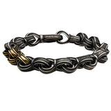 GOLD SPRINGCOIL Antique Gunmetal and Gold Steel Link Bracelet