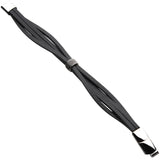 THE MERGE Stainless Steel and Multi-Strand Black Leather Mens Bracelet