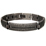 THE MONUMENT Antique Gunmetal Steel Mens Bracelet with CZ Stones