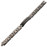 THE MONUMENT Antique Gunmetal Steel Mens Bracelet with CZ Stones