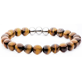 STEEL TIGER Bead Bracelet for Men in Tiger Eye and Steel