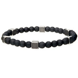 CUBEHEAD Black Hematite Bead Bracelet for Men Steel Brass Cubes