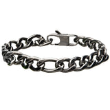 OLD DAYS Antique Gunmetal Steel Figaro Link Mens Bracelet