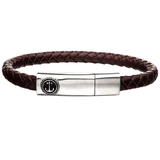 AHOY BROWN Mens Anchor Bracelet with Steel and Brown Leather