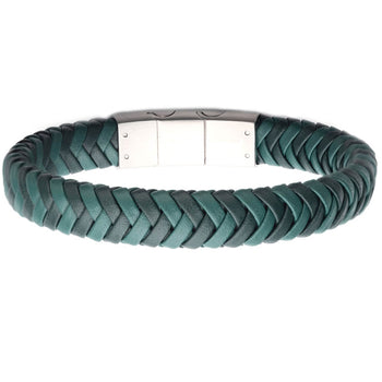 CLOVER Double Green Leather Bracelet for Men