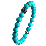 BLUE WISDOM Bead Bracelet for Men in Turquoise and Steel - Alt View