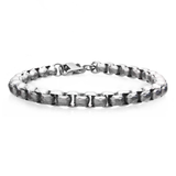 TUMBLER BRACELET Hammered Stainless Steel Round Box Link Mens Bracelet
