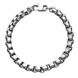 TUMBLER BRACELET Hammered Stainless Steel Round Box Link Mens Bracelet